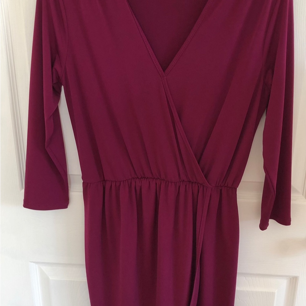 Size S Charming Charlie V Neck Wrap Midi Dress 3/4 Sleeves USA Tulip Dress